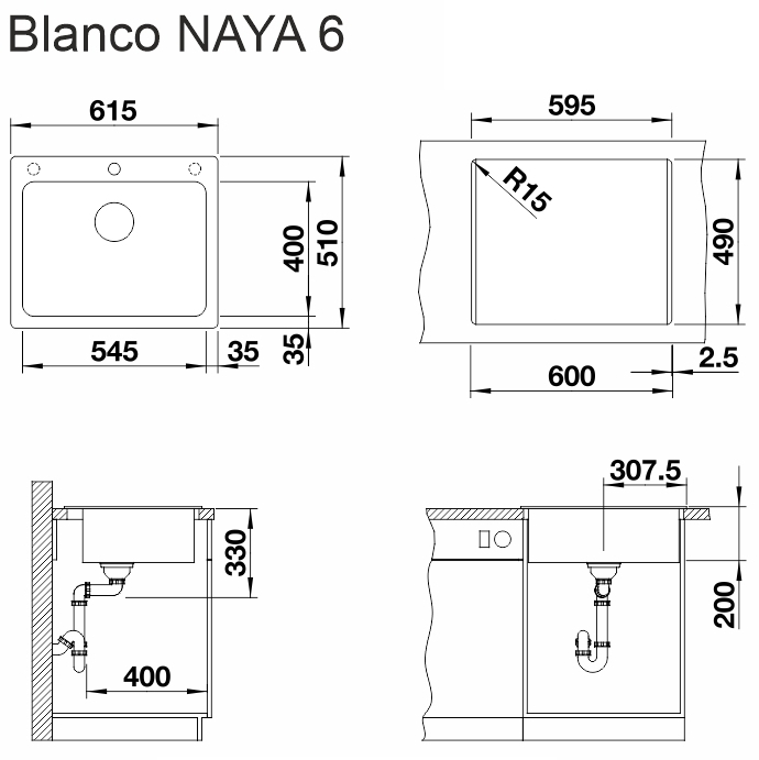 Blanco Naya 6 (519645) Кава Габаритні розміри