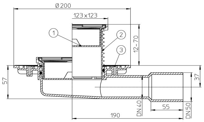 Hutterer&Lechner HL90.2 DN40/50, 115x115 Габаритные размеры