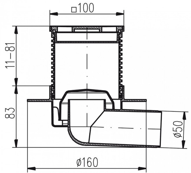 MCH G411L, DN50 Габаритные размеры