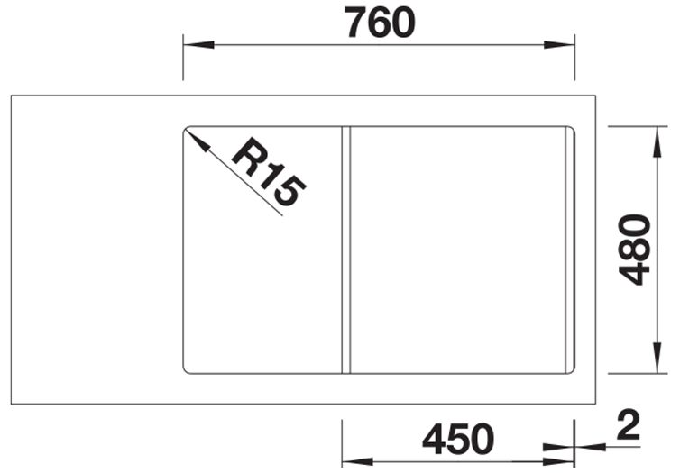 Blanco Sona 45 S (525970) Черный Габаритные размеры