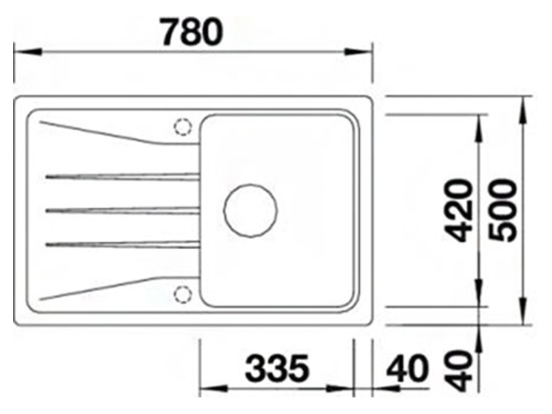 Blanco Sona 45 S (525970) Черный Габаритные размеры