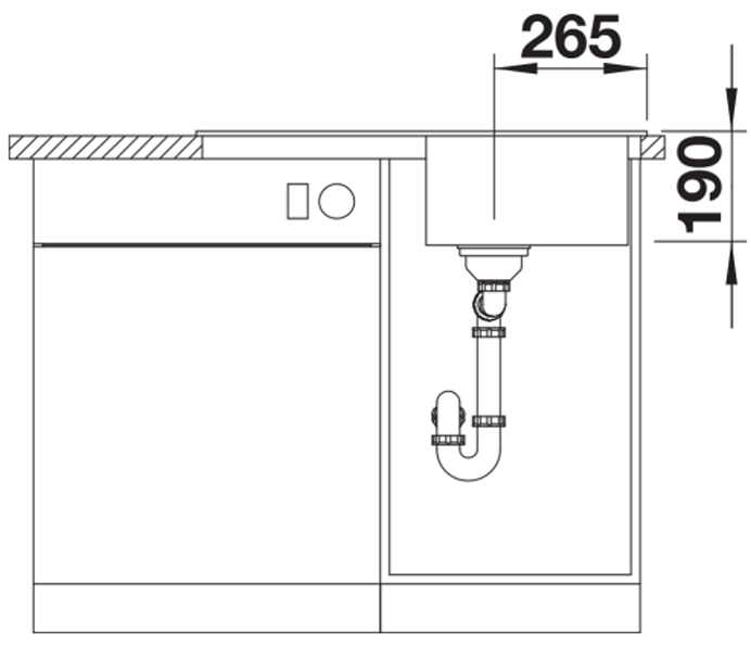 Blanco Sona 45 S (525970) Черный Габаритные размеры