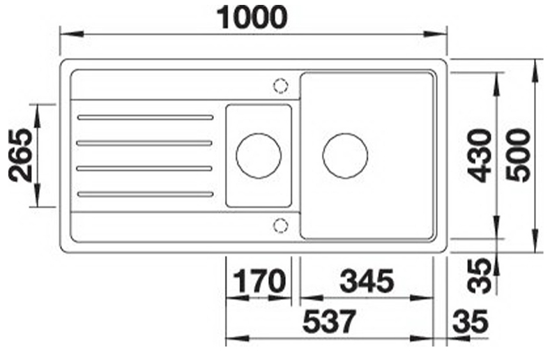 Blanco Legra 6 S (527088) ніжний білий Габаритні розміри