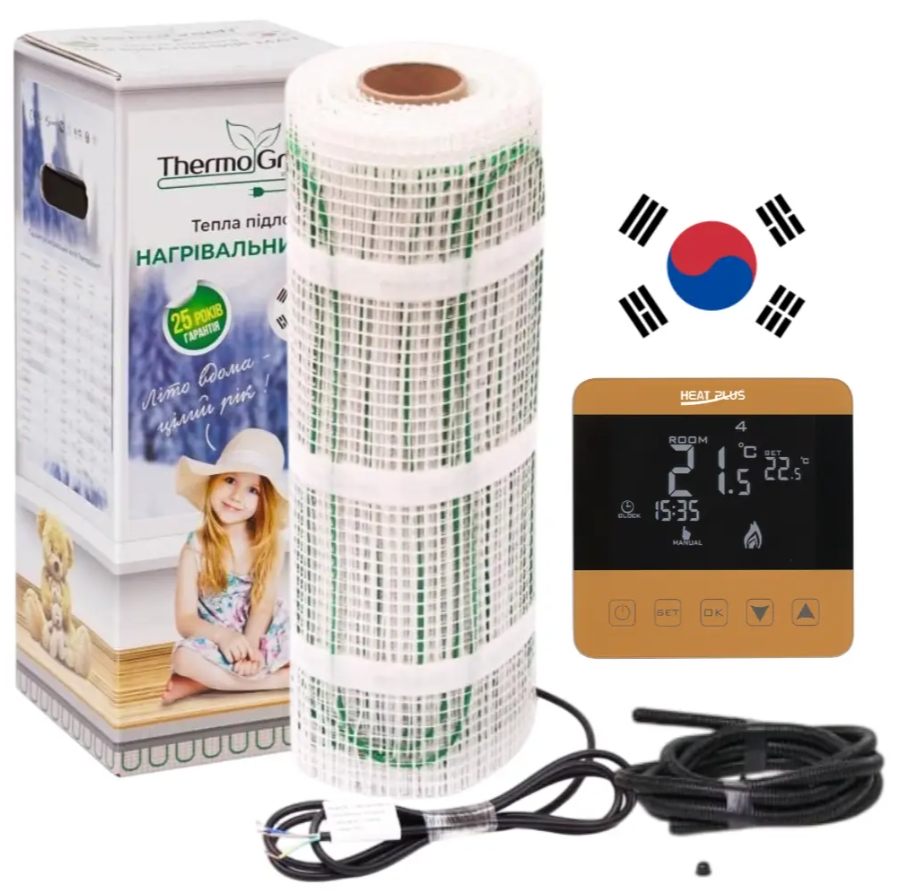 Электрический теплый пол ThermoGreen TGMT 2 м² 150 Вт + терморегулятор BHT 320 gold