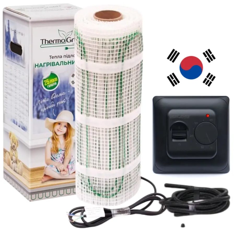Мат нагревательный ThermoGreen TGMT 2 м², 300 Вт + терморегулятор Heat Plus M5.16 Black
