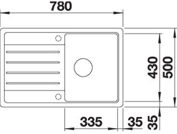 Blanco Legra 45 S (527268) Вулканічний сірий Габаритні розміри