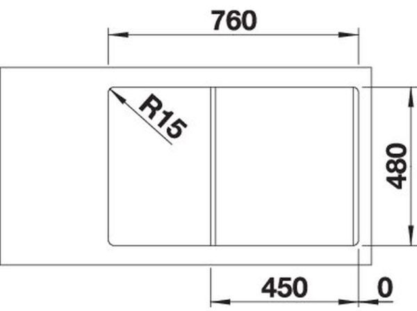 Blanco Legra 45 S (527268) Вулканічний сірий Габаритні розміри