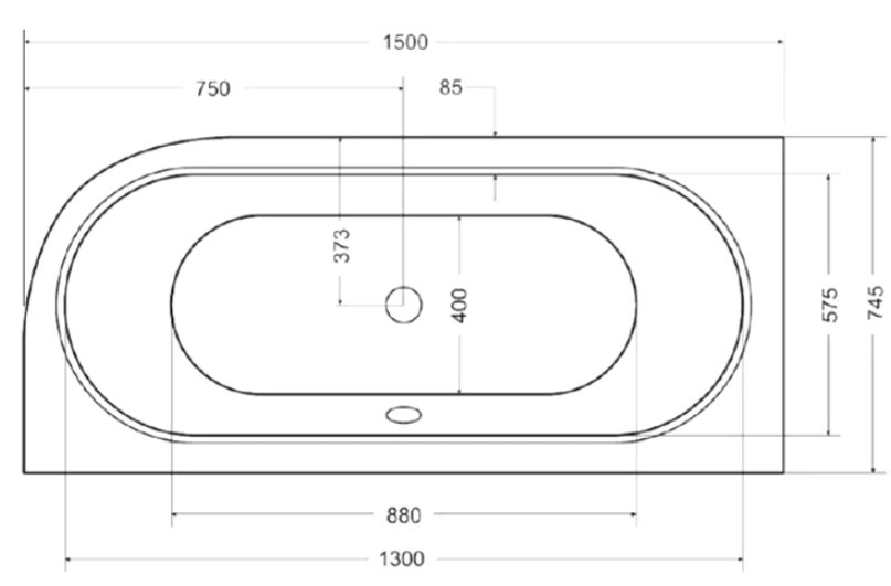 Besco Avita 150x75 (WAV-150-NL) левая Габаритные размеры