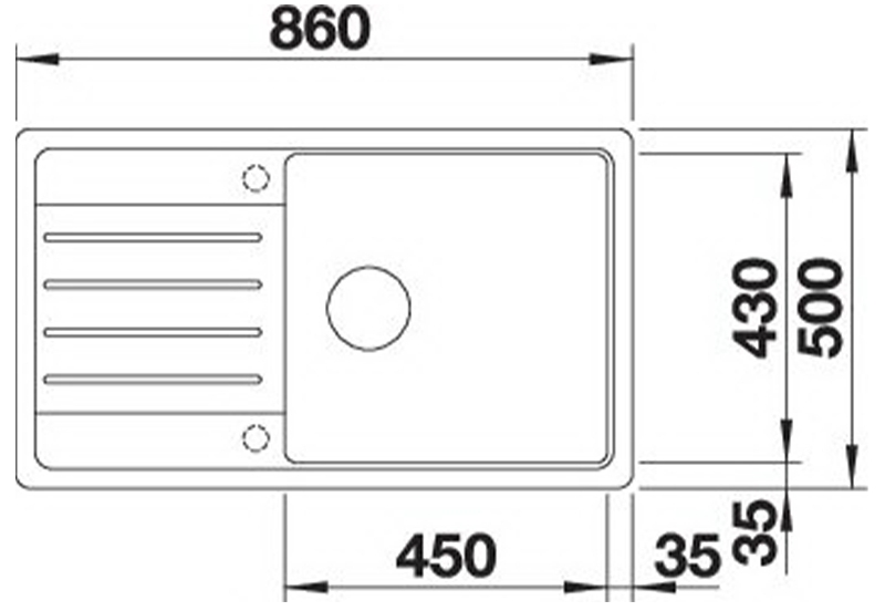 Blanco Legra XL 6 S (527274) Вулканічний сірий Габаритні розміри