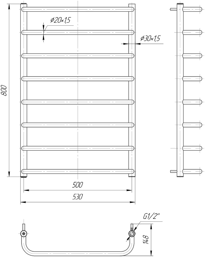 Mario Стандарт 800х530/500 (1.1.0207.01.P) (Уцінка) Габаритні розміри