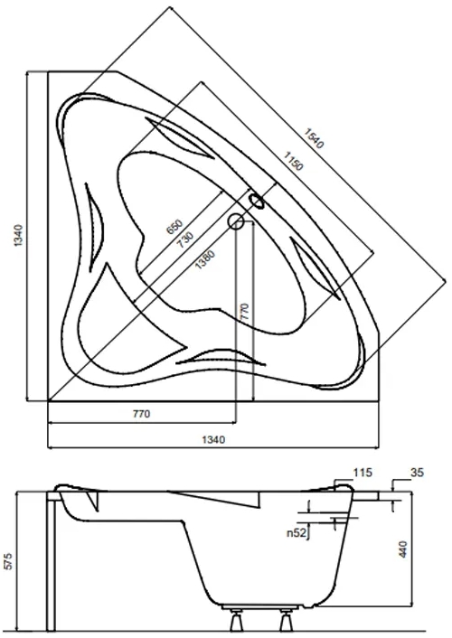 Besco Ewa 134x134 (WAE-135-NS) Габаритные размеры