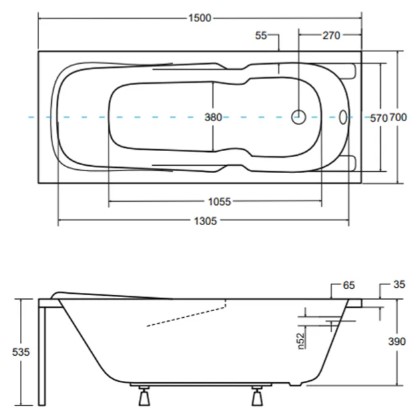 Besco Majka Nova 150x70 (WAM-150-PK) Габаритні розміри