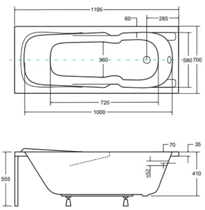 Besco Majka Nova 120x70 (WAM-120-PK) Габаритні розміри