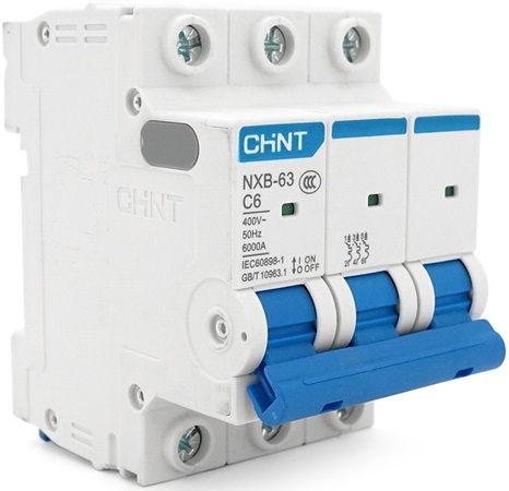 Автоматический выключатель Chint NXB-63 3P, C6, 6kA (814168)
