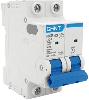 Автоматический выключатель Chint NXB-63 2P, C25, 6kA (814094)