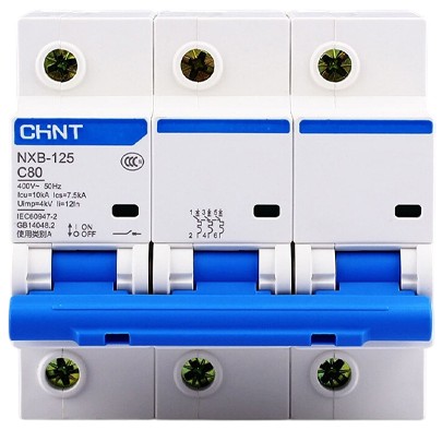 Автоматический выключатель Chint NXB-125 3P, C80, 10kA (816139)