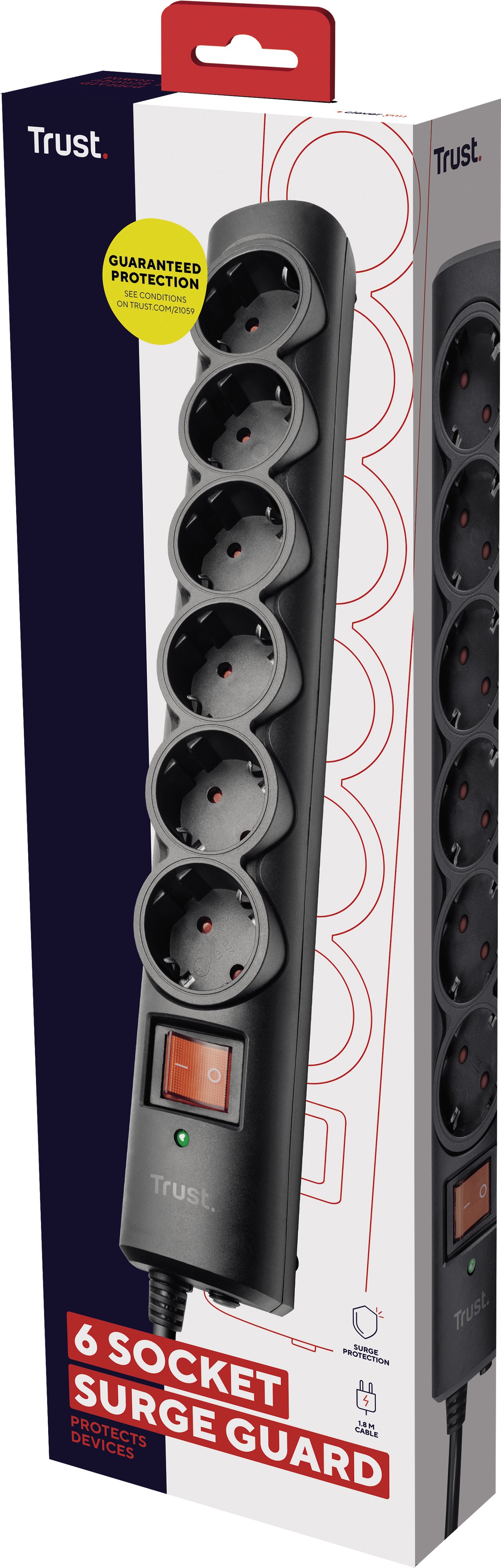 Мережевий фільтр Trust Surge Guard 6 розеток, 1.8 м, Black (21059) інструкція - зображення 6