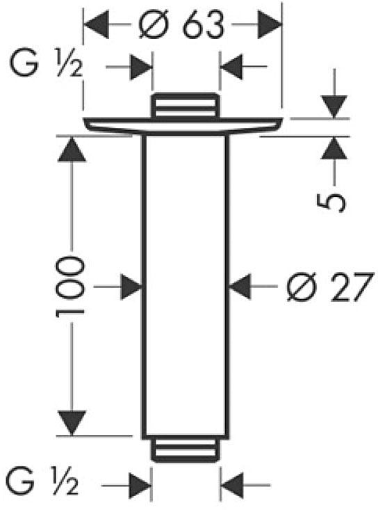 Hansgrohe 100 мм Brushed Bronze 27479140 Габаритные размеры