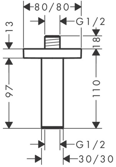 Hansgrohe E 100 мм Brushed Bronze 24338140 Габаритные размеры