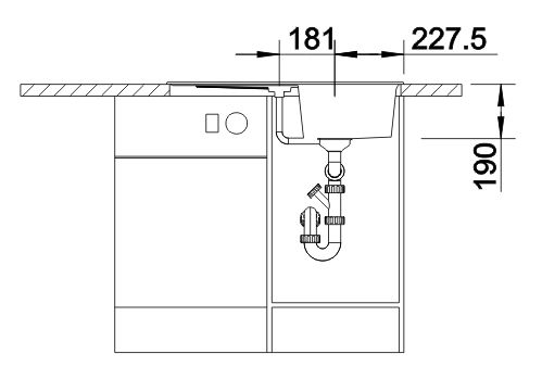 Blanco Zia 45 S (514732) Антрацит Габаритні розміри