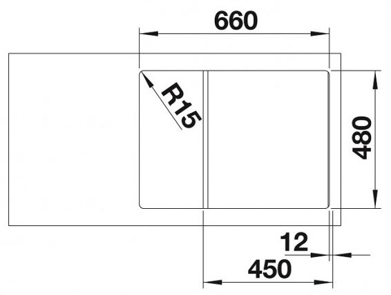 Blanco Zia 45 S Compact (527380) Вулканічний сірий Габаритні розміри