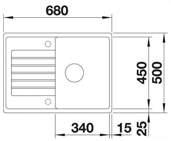 Blanco Zia 45 S Compact (524721) Антрацит Габаритні розміри