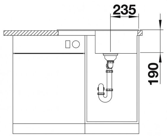 Blanco Zia 45 S Compact (524721) Антрацит Габаритні розміри