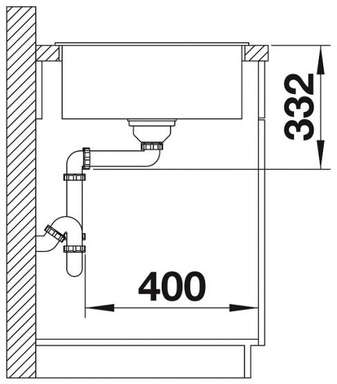 Blanco Zia 45 S Compact (524721) Антрацит Габаритні розміри