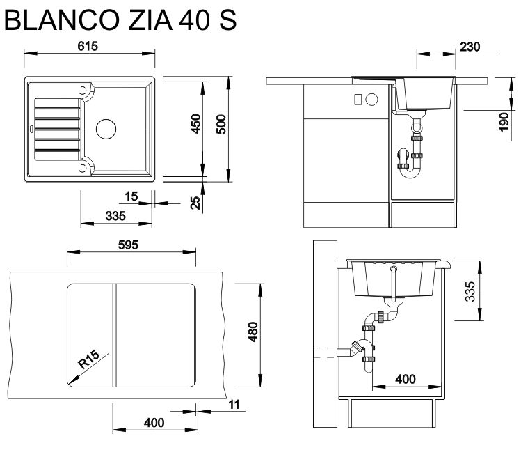 Blanco Zia 40 S (516927) Кава Габаритні розміри