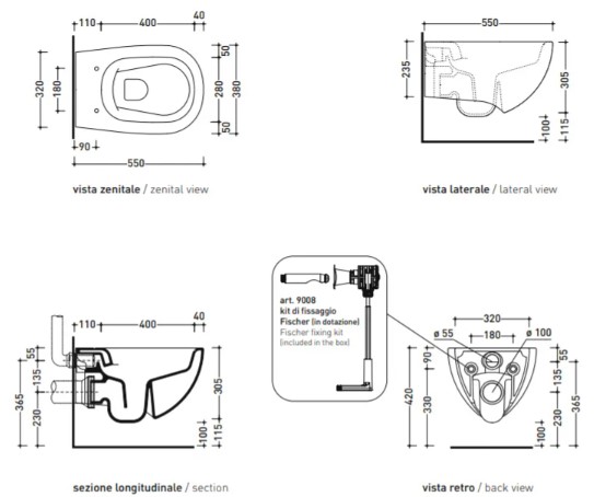 Flaminia GoClean IO 2.0 (IO118G) Габаритные размеры