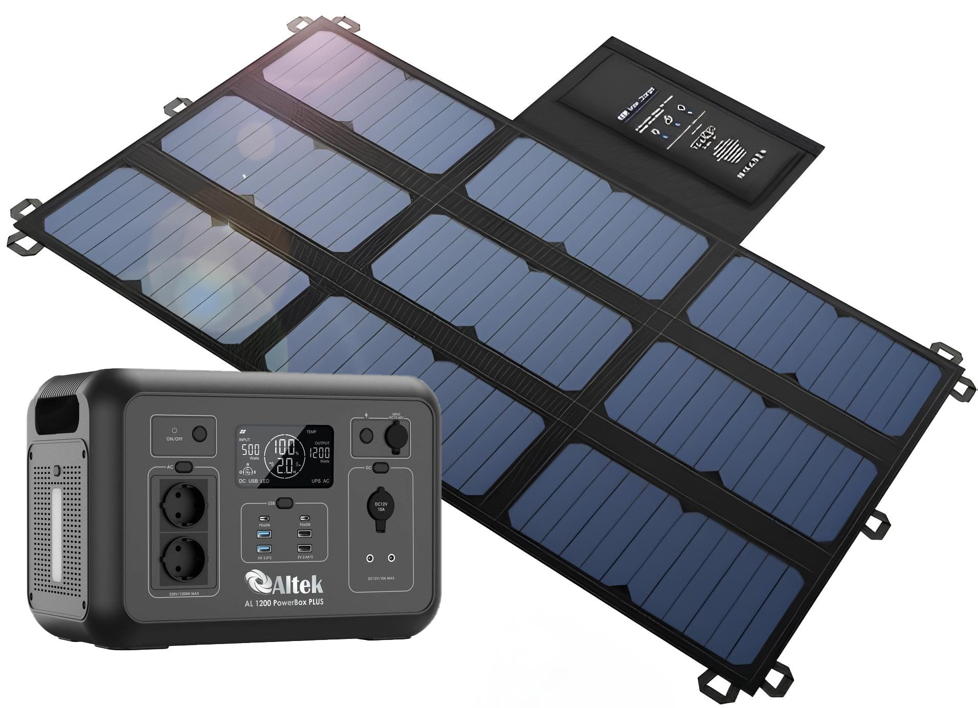 Портативная зарядная станция Altek AL 1200 PowerBox Plus + солнечная панель Altek ALT-63