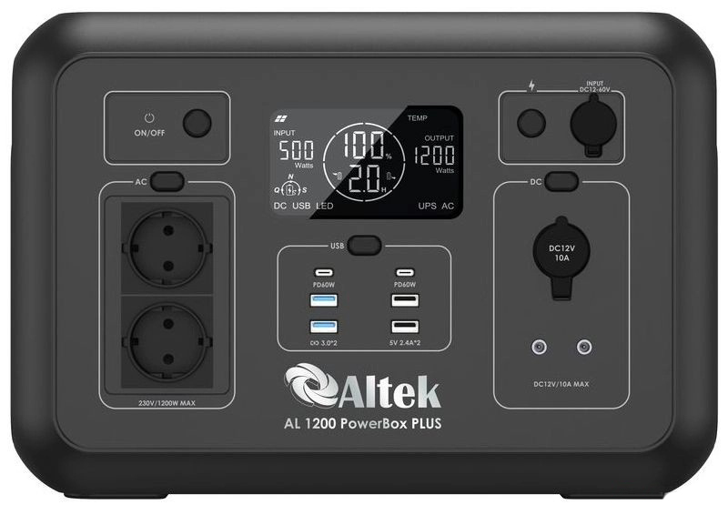 Портативная зарядная станция Altek AL 1200 PowerBox Plus + солнечная панель Altek ALT-63 Military цена 24687 грн - фотография 2