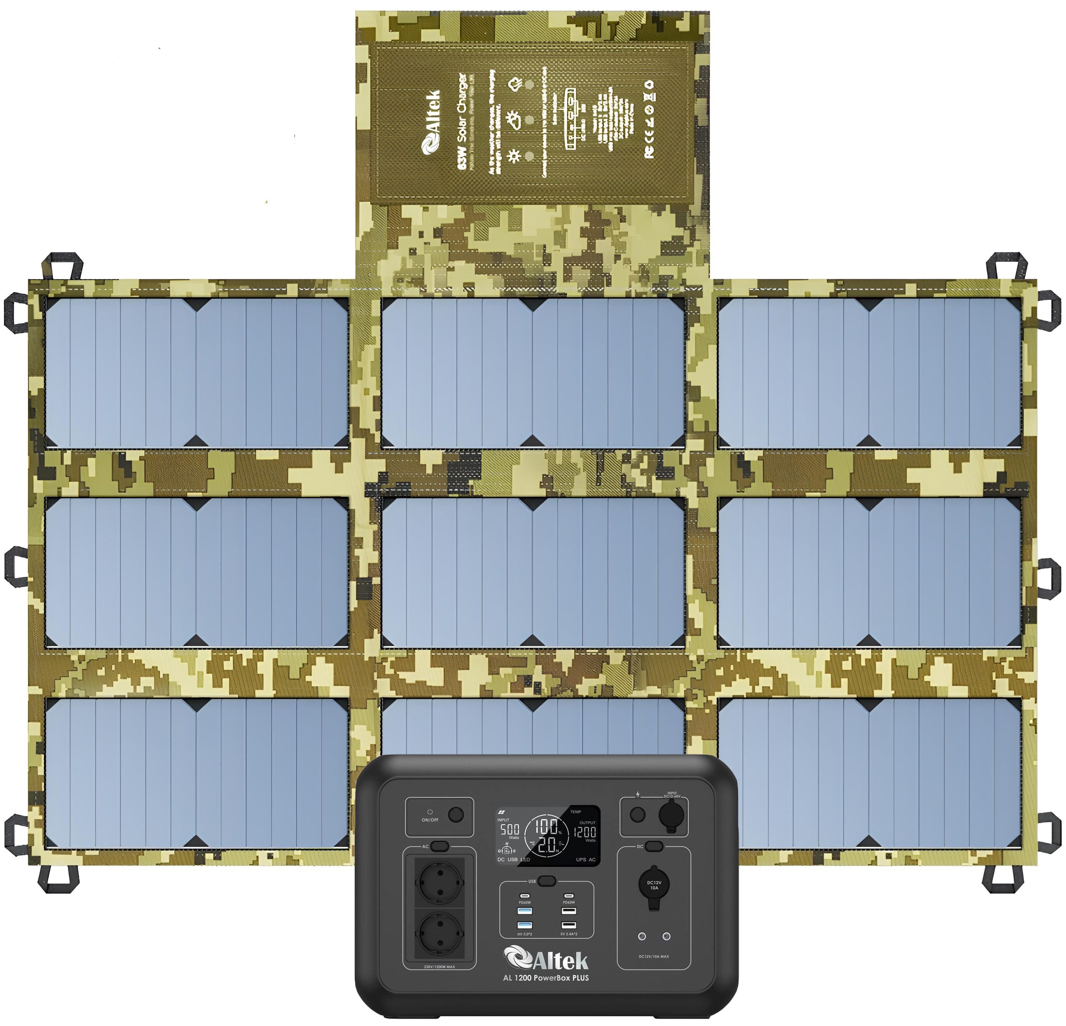 Altek AL 1200 PowerBox Plus + солнечная панель Altek ALT-63 Military