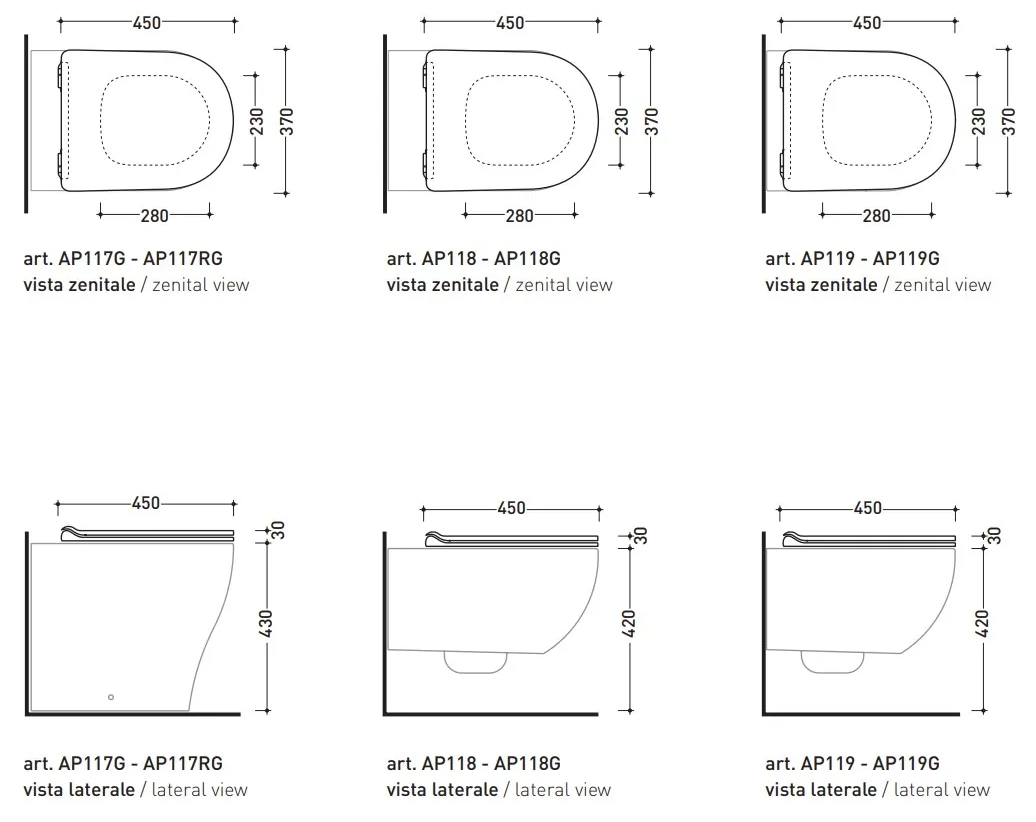 Flaminia App SoftClosing/Quick-release Carbone (QKCW09) Габаритные размеры