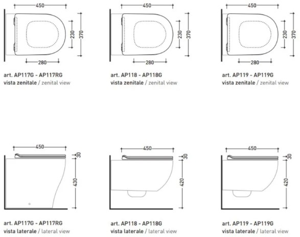 Flaminia App SoftClosing/Quick-release White (QKCW09) Габаритные размеры