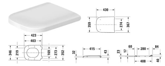 Duravit Happy D.2 (0064590000) Габаритні розміри
