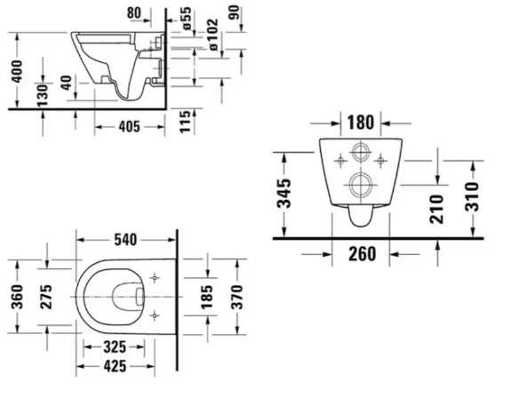 Duravit D-NEO (2577092000) Габаритные размеры