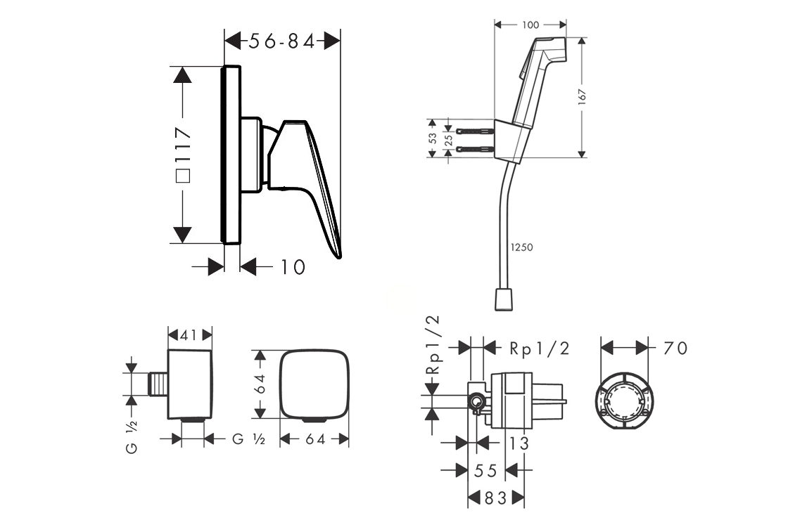Hansgrohe Logis E Chrome 20200025 Габаритные размеры
