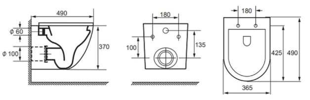 IO Mufi (CE.MUF.490.046 E-NR) Габаритные размеры