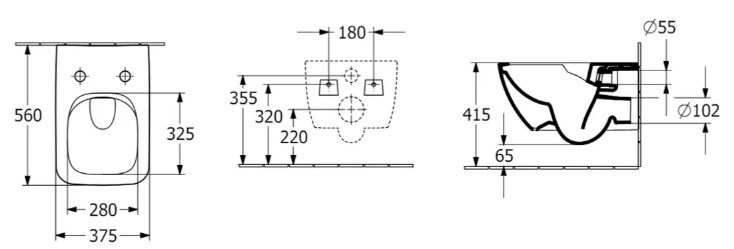 Villeroy&Boch Venticello (4611R0R1) Габаритные размеры
