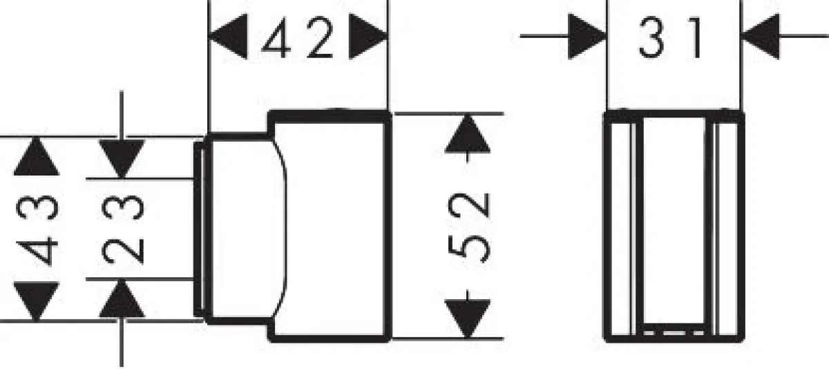 Hansgrohe Porter Fine Polished Gold Optic 28885990 Габаритные размеры