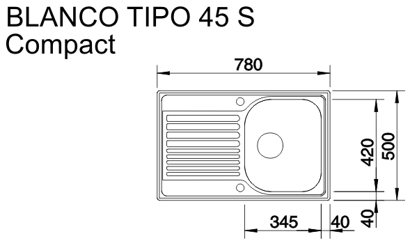 Blanco Tipo 45S Compact (513441) Габаритні розміри