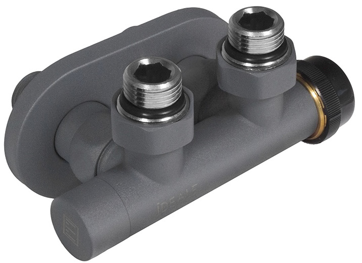 Комплект кранов с термоголовкой Ideale Duo 1/2”x1/2” антрацит цена 4758 грн - фотография 2