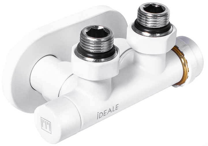 Комплект кранов с термоголовкой Ideale Duo 1/2”x1/2” белый цена 4758 грн - фотография 2