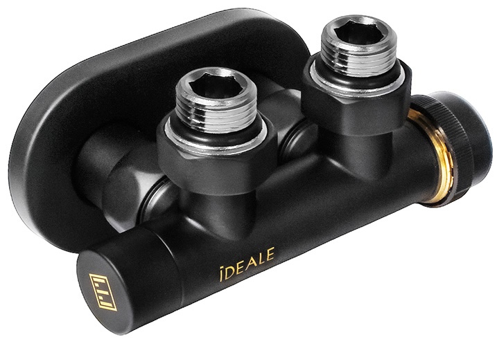 Комплект кранов с термоголовкой Ideale Duo 1/2”x1/2” черный цена 4758 грн - фотография 2