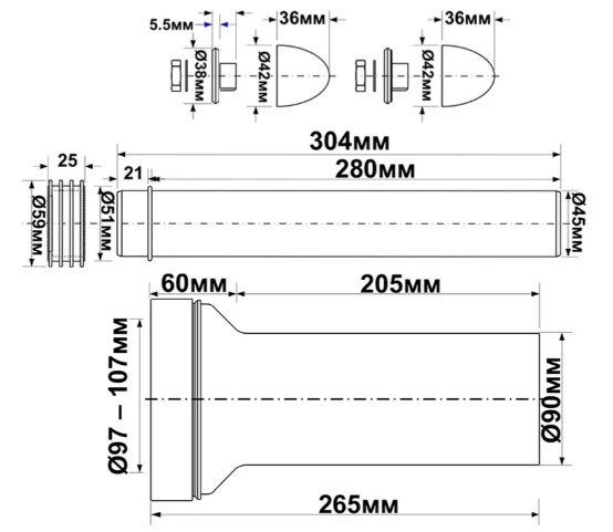 McALPINE FPKIT-2 Габаритные размеры