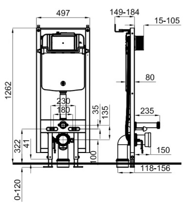 Noken Set I-Comfort унитаз 100278593 + инсталяция 100289924 (100331458) Габаритные размеры