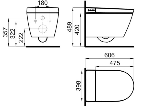 Noken Set I-Comfort унитаз 100278593 + инсталяция 100289924 (100331458) Габаритные размеры