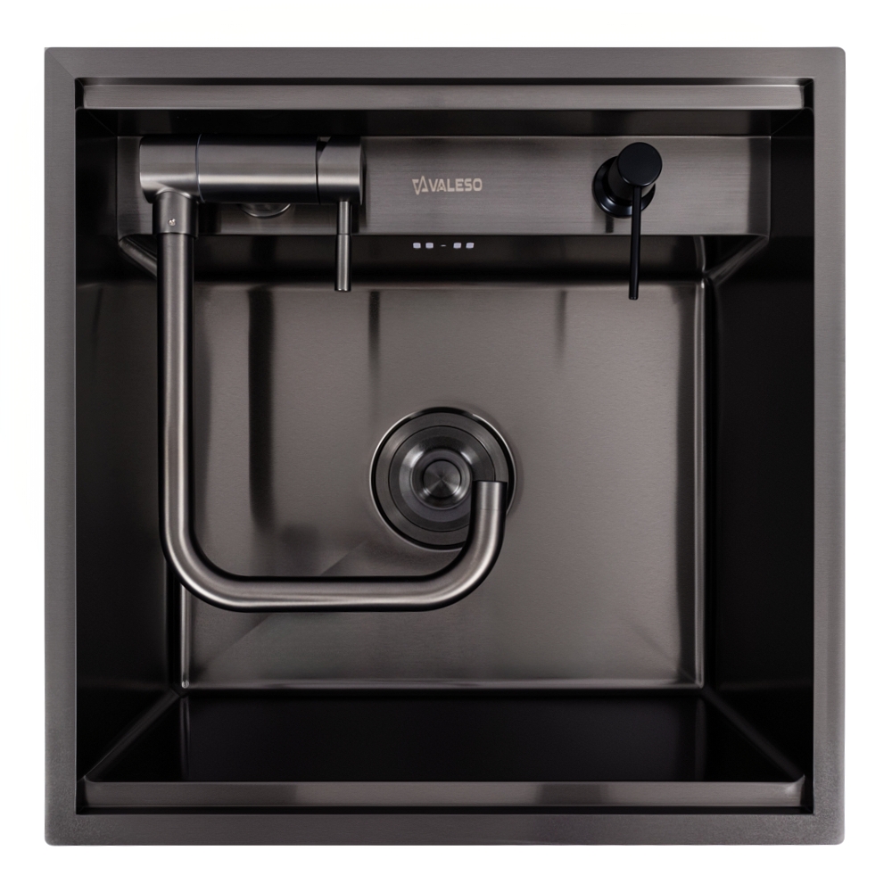 Кухонна мийка Valeso Handmade CM 50x50 прихована PVD чорна ціна 9243 грн - фотографія 2