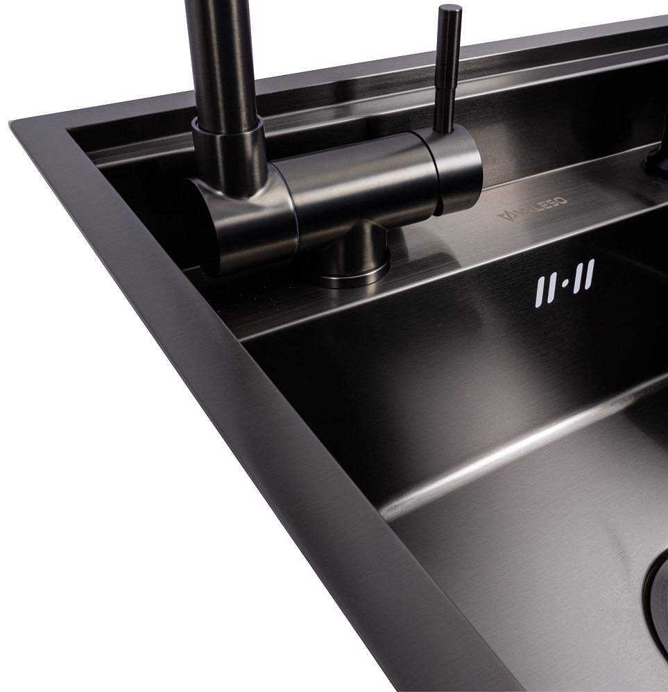 Кухонна мийка Valeso Handmade CM 50x50 прихована PVD чорна відгуки - зображення 5